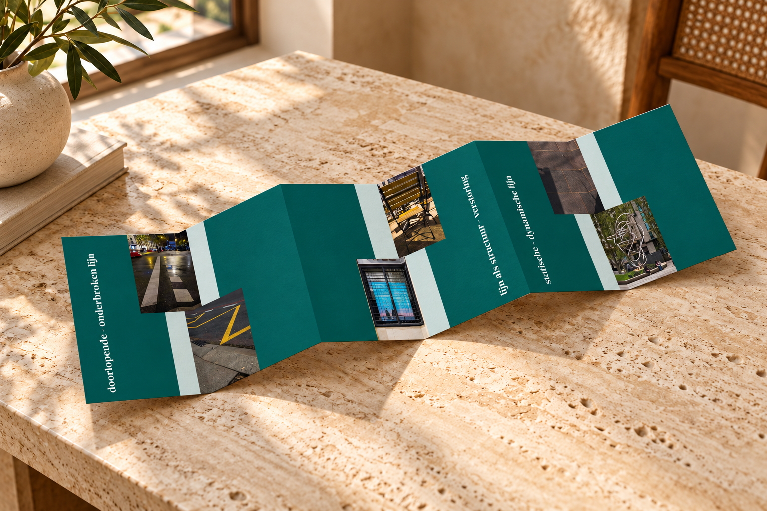 The full FOMU leporello unfolded on a table